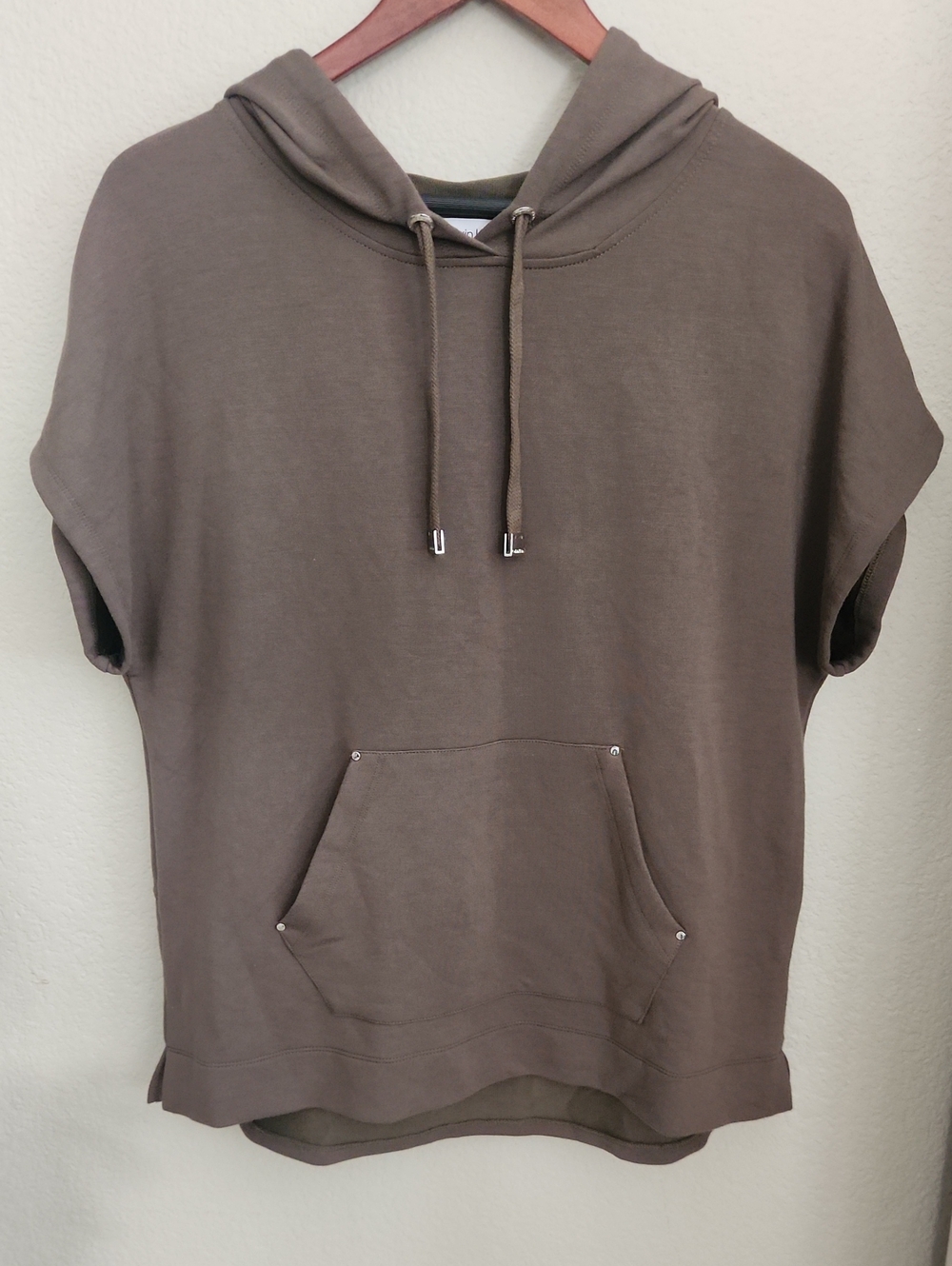 Calvin Klein Short Sleeve Hooded Sweatshirt in Olive Wmns Sz M